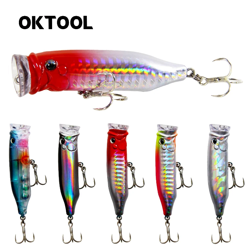 

OKTOOL 1Pcs 8cm 11g Popper Lure Pesca Artificial Bait Peche Fishing Tackle Top Water Sea Wobbler Crankbaits for Pike Trout Carp