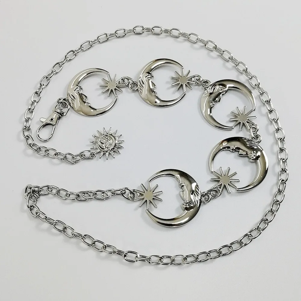 

Fashion Metal Moon Belts Women Chain Punk Waist Belt Girl Gothic Sun Sliver Gold Pendant Belts Girl Trendy Accessories