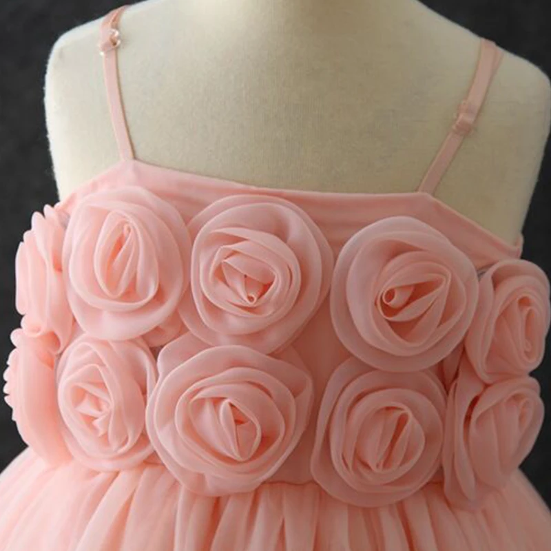 

Flower Girls Dresses Illusion Sleeveless Lace Tulle Spaghetti Straps Knee-Length Appliques Luxury Kids Party Princess Gown F374