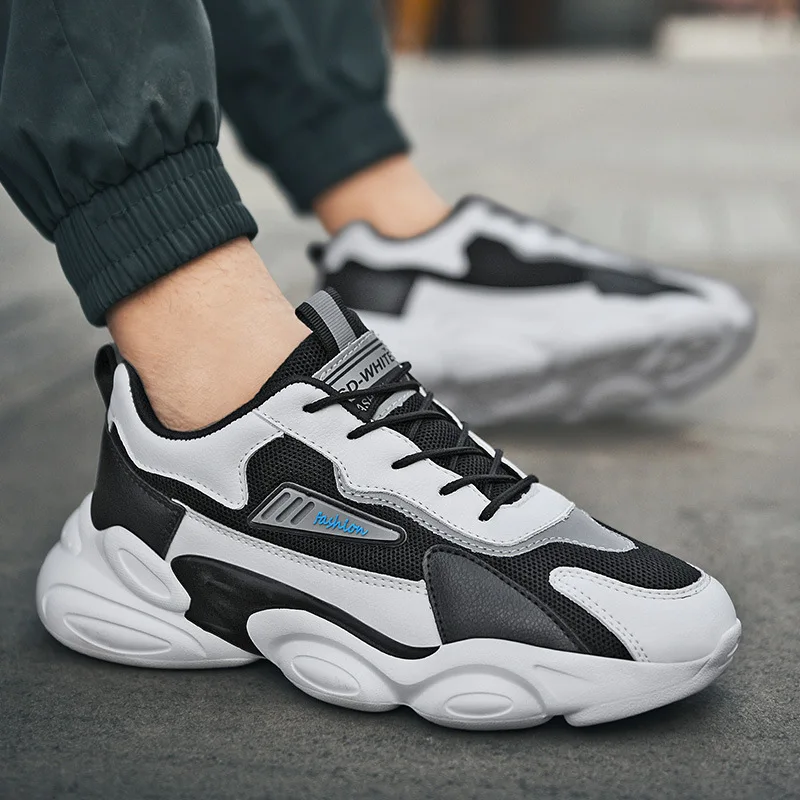 

Мужские кроссовки на шнуровке, дышащие кроссовки для бега, прогулочная модная обувь, большие размеры, весна 2021