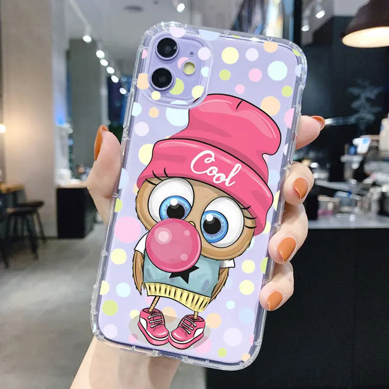 PUNQZY Прозрачный чехол для телефона с милыми животными iPhone 14 11 12 13 PRO Max XR XS 7 8 PLUS