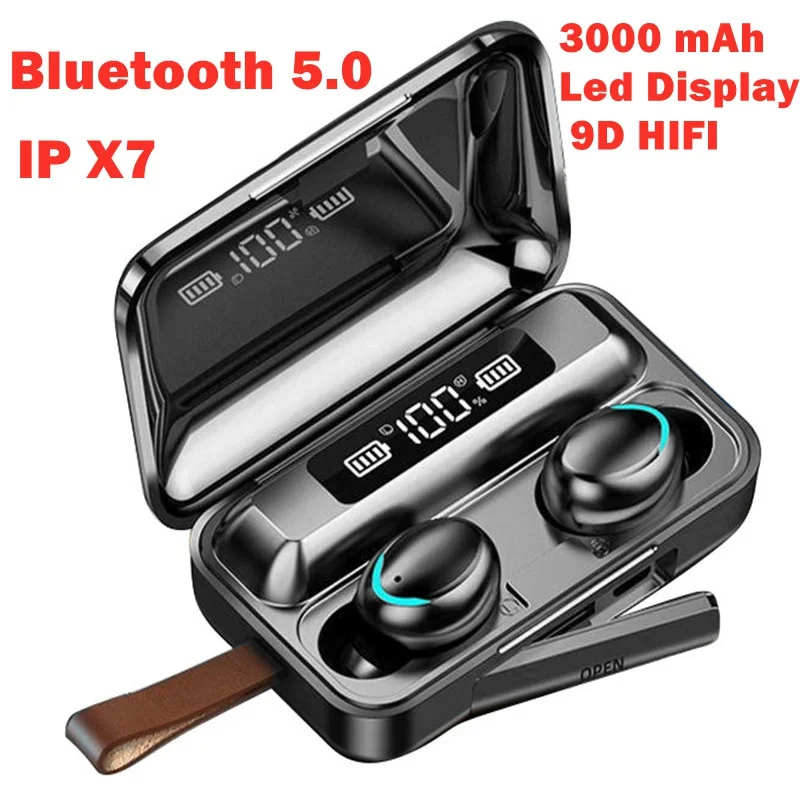 

TWS Wireless Earphones In-ear Bluetooth Headsets Stereo Headphones with Charging Box Microphone for Smartphone 2200mAh