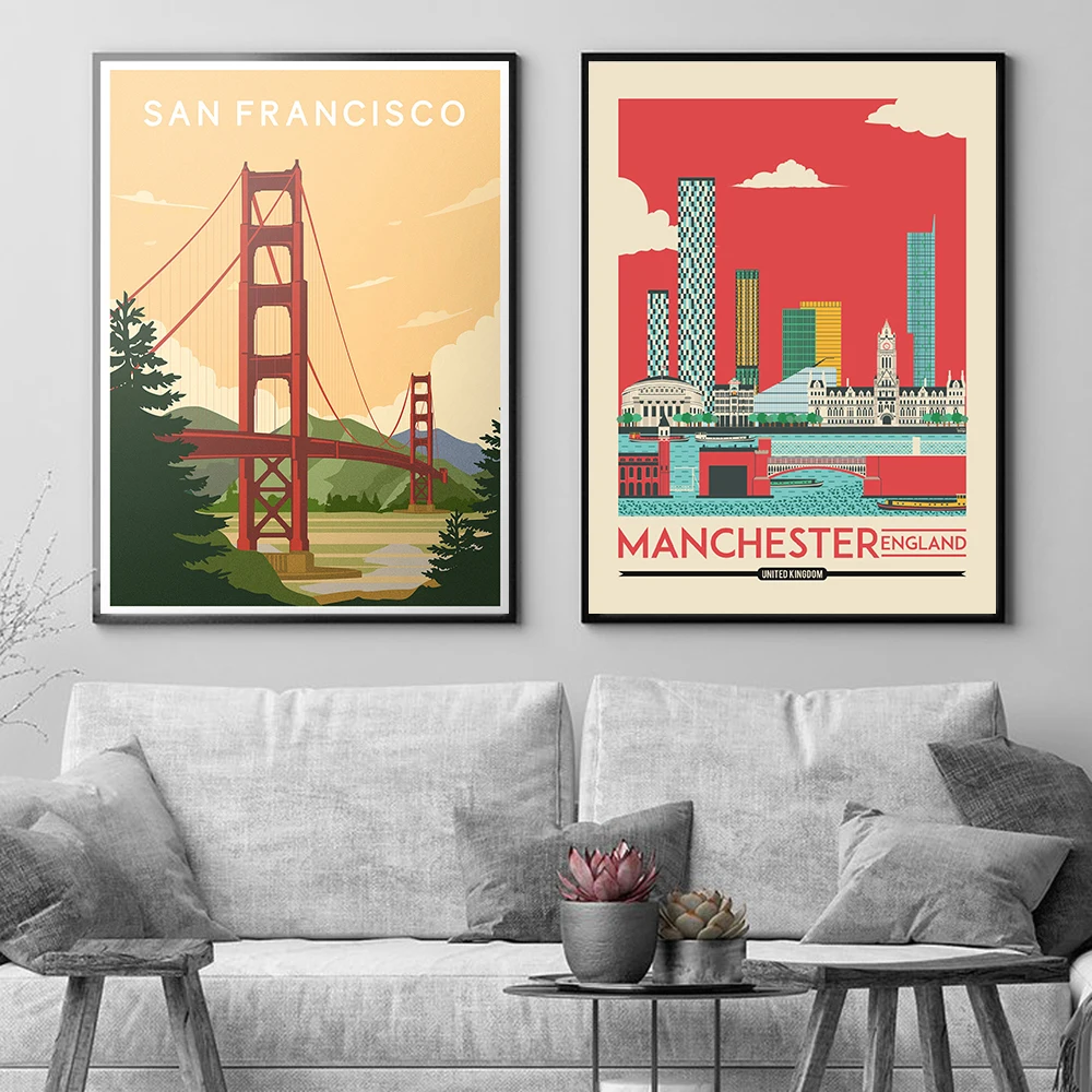 Постер Geneve Швейцария винтажный путешествия Сан-Франциско морские Озеры печать