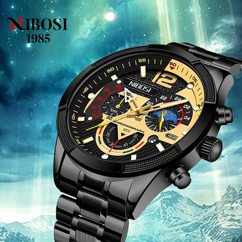 

Часы наручные NIBOSI Мужские кварцевые, спортивные светящиеся водонепроницаемые деловые, с шестью указателями, новинка июня 2021