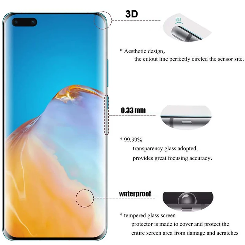 Защитное стекло для экрана P40 Pro Huawei P40pro Plus P 40 40pro закаленное 5G + с объективом