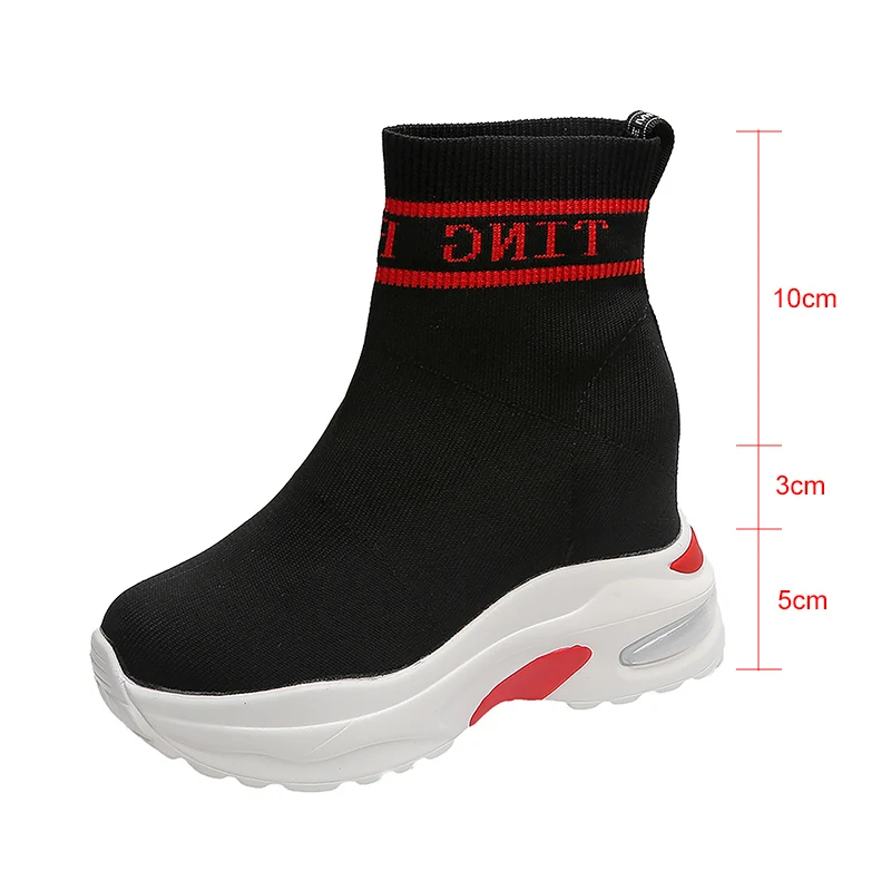 Женские вязаные носки Rimocy белые кроссовки на платформе Высоком толстом каблуке