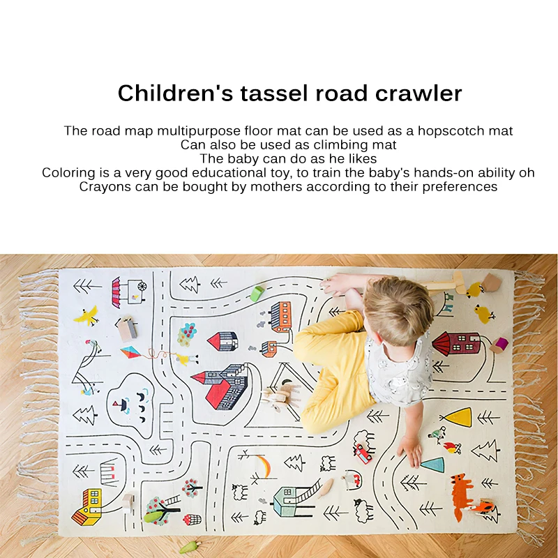 

Коврик для ползания с кисточками, детские игровые коврики, детский игровой коврик, ползающие ковры, декор для детской гостиной, ковер, рожде...