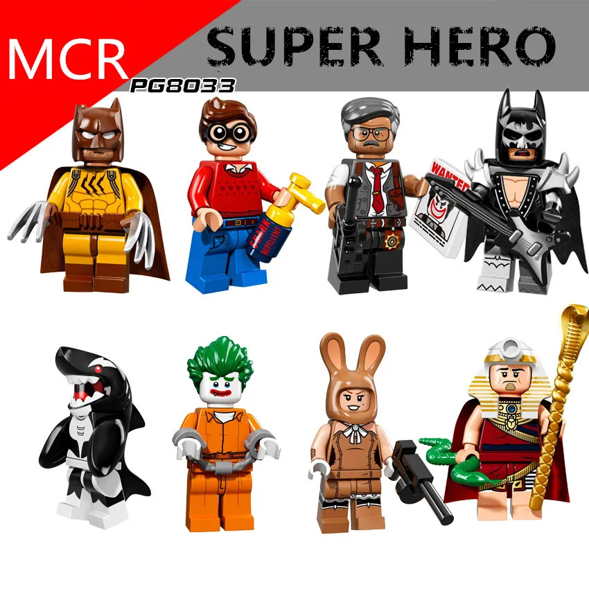 8 шт/лот Бэтмен фильм строительные блоки супер герой Робин Акула маленькая кукла