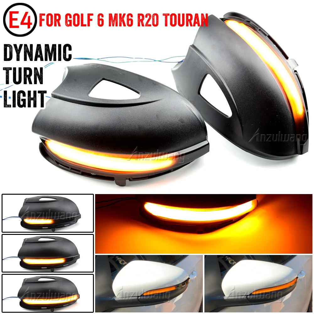 

For VW GOLF 6 MK6 GTI R32 08-14 Touran Dynamic Turn Signal LED Side Wing Rearview Mirror Indicator Blinker Repeater Light Lamp