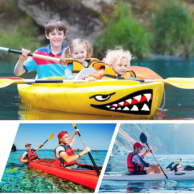 

4 Pieces Shark Teeth Mouth Reflective Decals Waterproof Kayak Stickers for Car Kayak Canoe Fishing Boat Truck Decoration