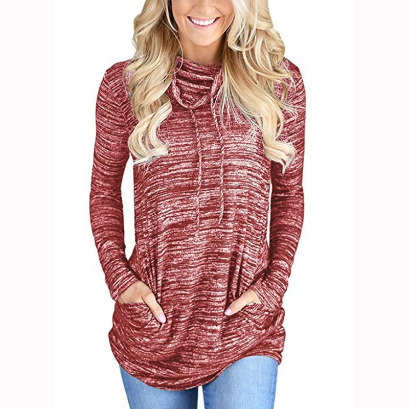 Модная футболка с длинными рукавами и круглым вырезом женские топы женская