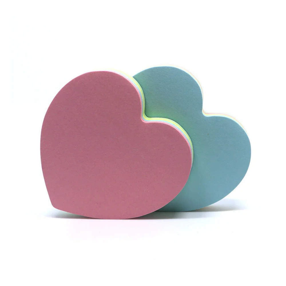 

2pcs Heart-shaped Sticky Pads Posted Self-Adhesive Paper Notes Facilitated Stickers Notepads (Random Color)