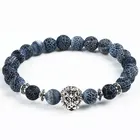 Браслет из Лев; Будда бусин, натуральный Состаренный камень тигровый глаз, черный агат, эластичная веревка, исцеление энергии для женщин и мужчин