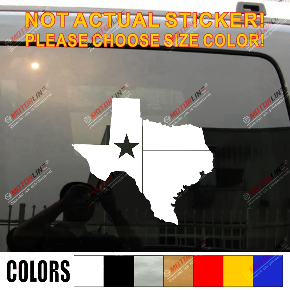 

Map Flag of Texas outline US State Star Decal Sticker Car Vinyl pick size color no bkgrd