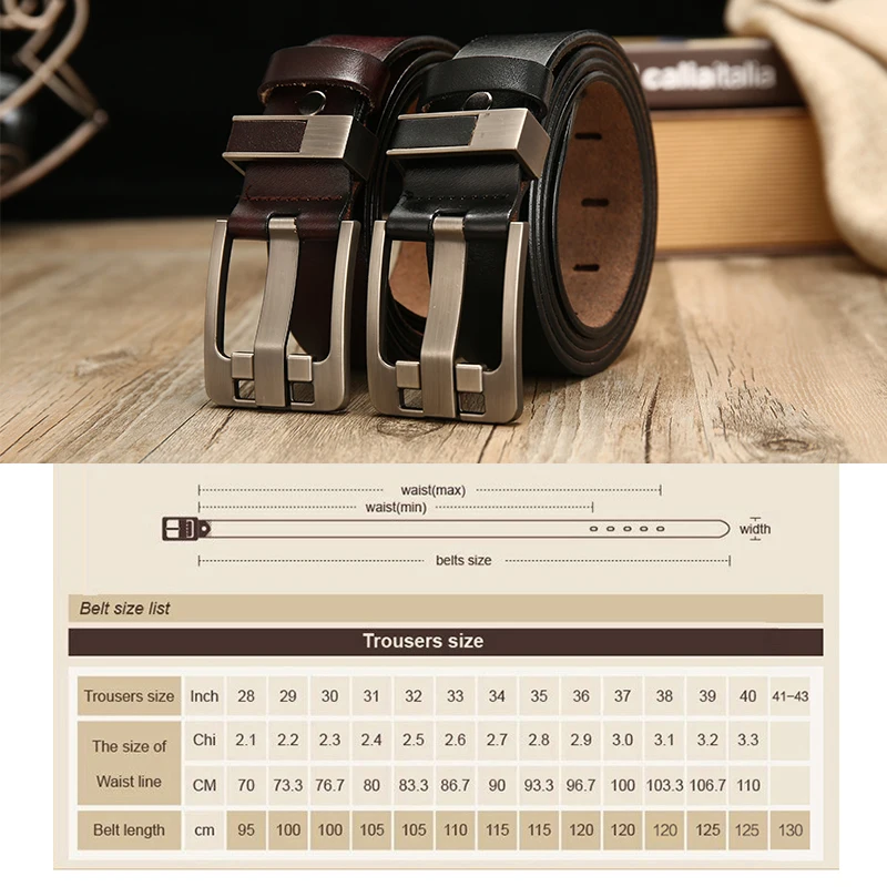 

[LFMB]cow genuine leather luxury strap male belts for men new fashion classice vintage pin buckle