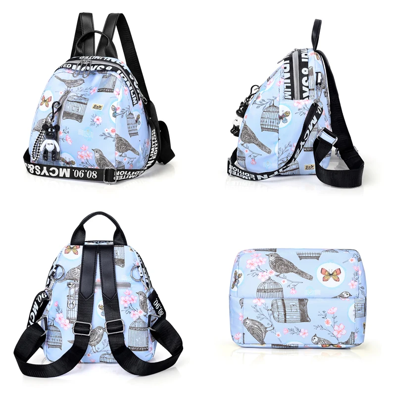 Женский рюкзак модный с принтом и подвеской школьные сумки для