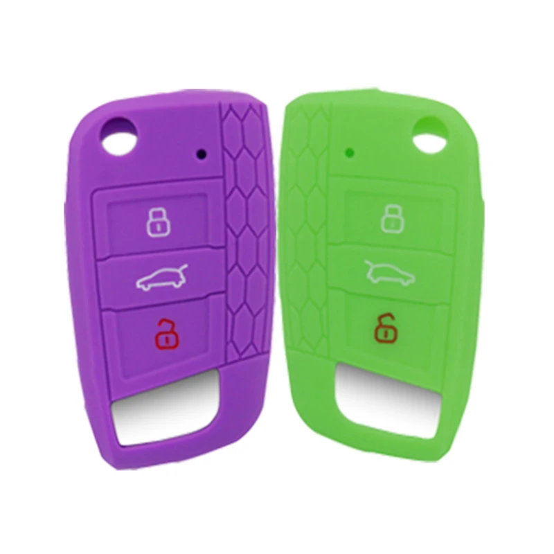 

Hot silicone car key cover case shell fob For Volkswagen VW Golf 7 mk7 Skoda Octavia A7 For SEAT Leon Ibiza 3 Car-styling
