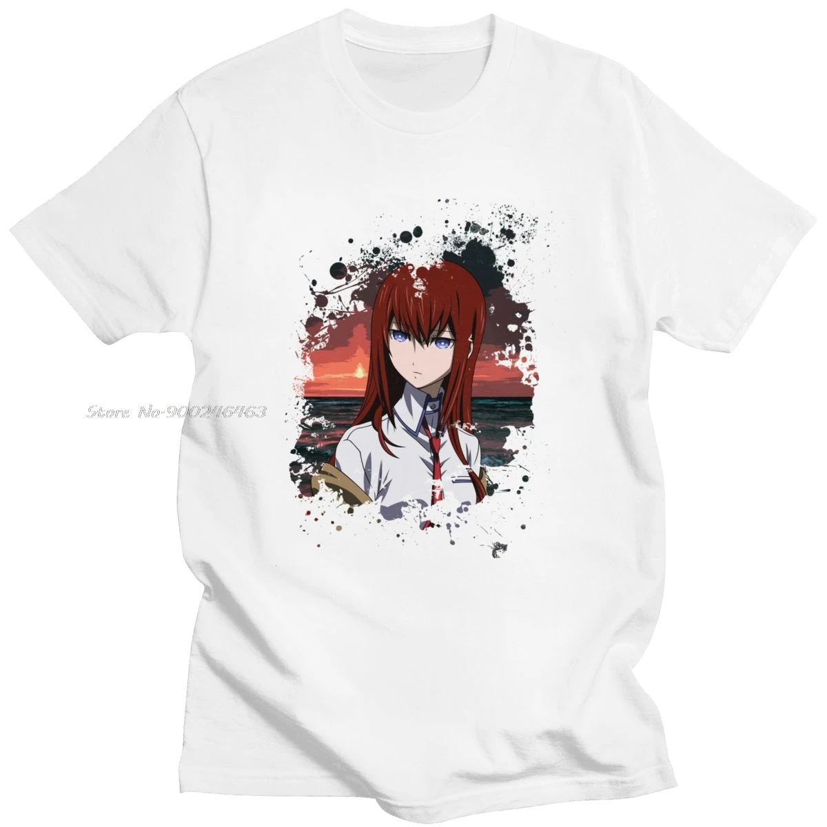 Футболка Kawaii Kurisu Makise Мужская футболка из чистого хлопка с круглым вырезом и