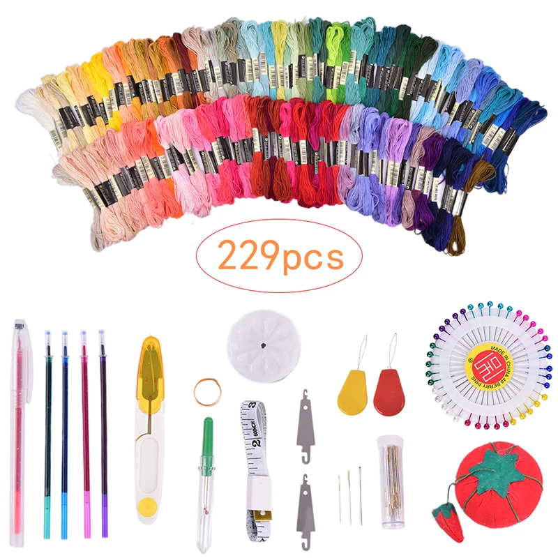 

229 Pieces Embroidery Kit Cross Stitch Set with Instructions for Kids Beginners