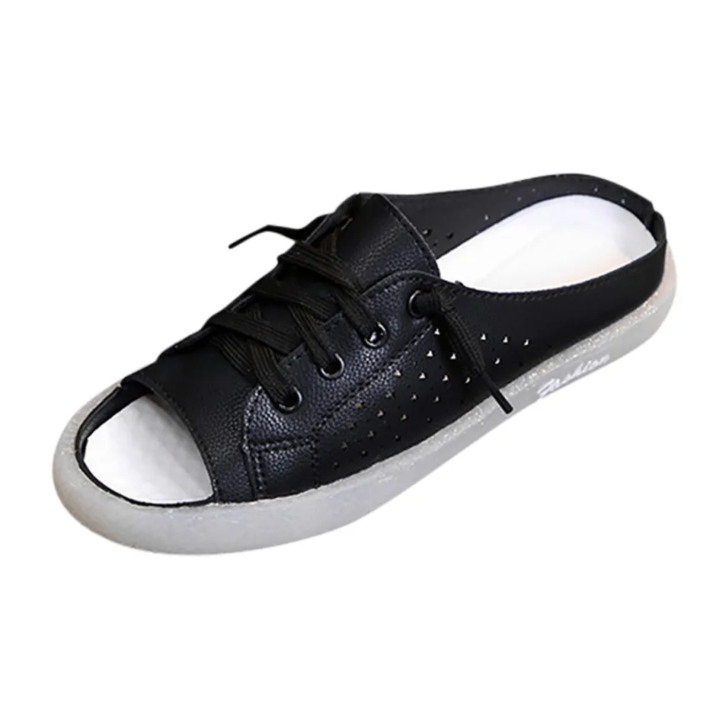 

2020 New Women Summer Flats Shoes Fashion Summer Sexy Sandals Pure Color Round Toe Casual Flat Heels Slippers Dropshipping 12