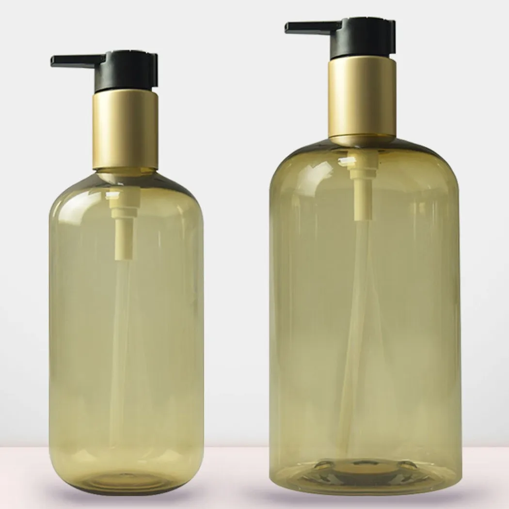 

2 Pcs 300ml 500ml Empty Pump Bottle Tea Transparent Snap PET Bottle Shower Gel Shampoo Conditioner Bottle Soap Dispenser