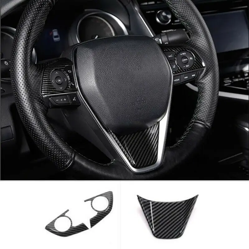 

3pc For 2018 TOYOTA CAMRY Carbon Fiber Interior Steering Wheel Patch Cover Trim
