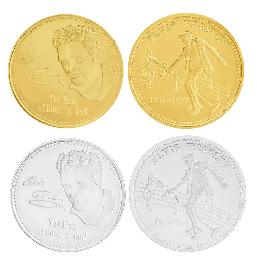 Элвис цвет серебристый Золотой памятная CoinElvis Presley 1935 1977 из серии игр The King of N рок н
