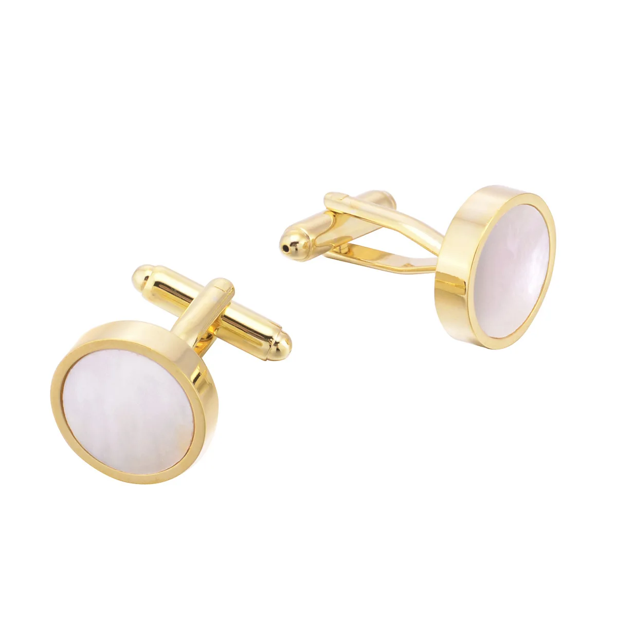 Запонки разноцветные круглые жемчужные ракушки из золотистого жемчуга для