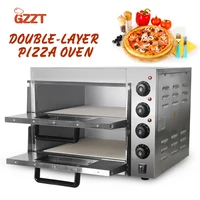 gzzt pizza oven 3000w commercial oven double layer stainless steel baking bread with stone 220v 240v kitchen equipment