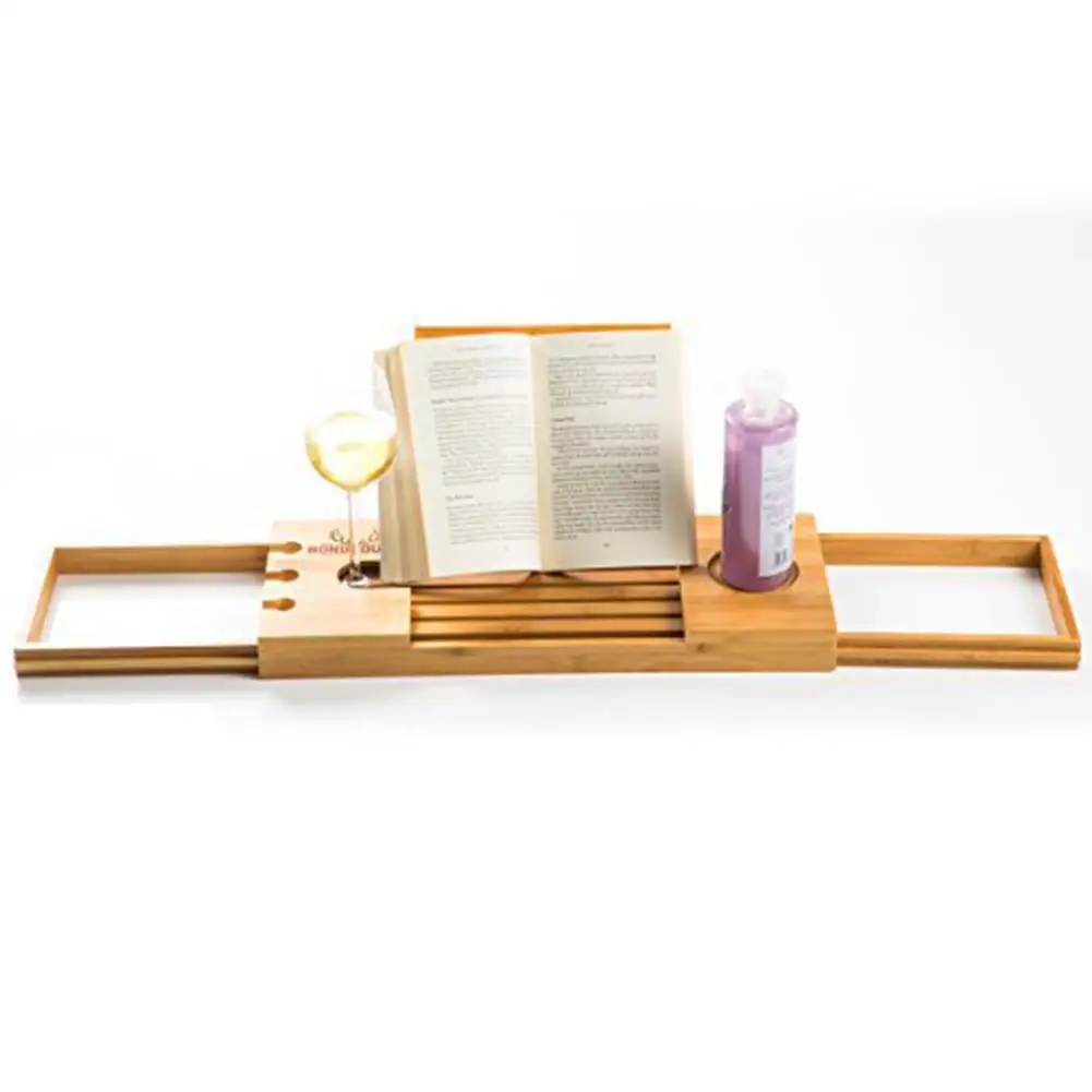 Многофункциональный бамбуковый поднос для ванны выдвижная практичная полка