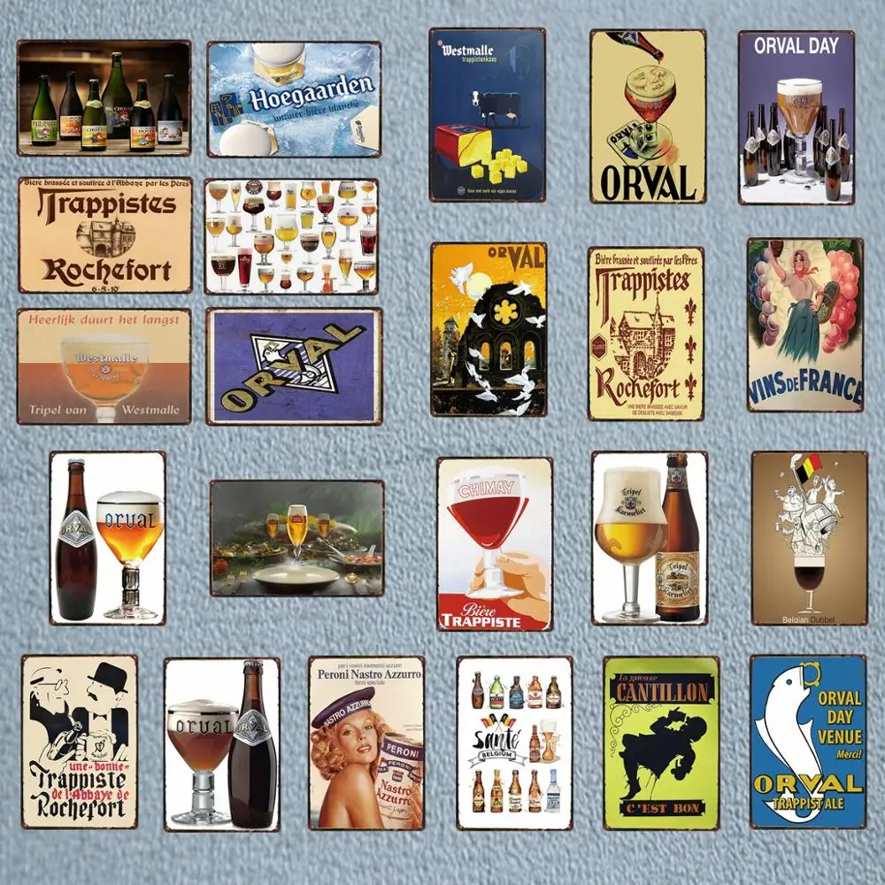 Металлический жестяной ВИНТАЖНЫЙ ПЛАКАТ Orval Chimay Westmalle Chouffe для бара, клуба, стены, паба, ресторана, домашний декор, железная плакат