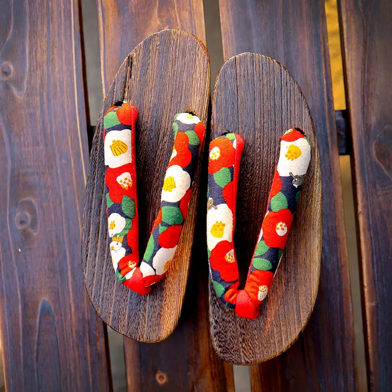 WHOHOLL Clogs Women's Japanese Sandals Cos Geta Flip-flops Thick Bottom Wood Slippers Summer Anti-skid High Heel Wedge Sandals