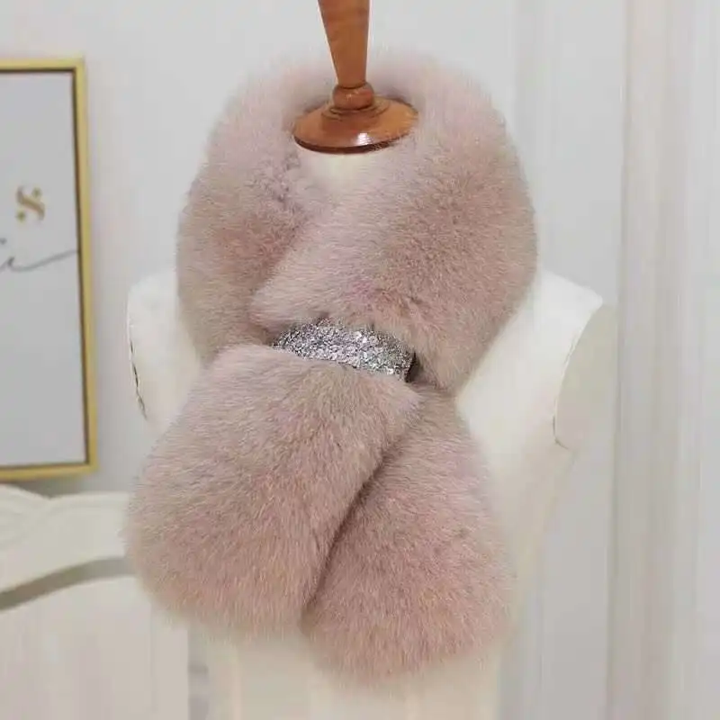 

European Station 2021 fashionable fur scarf 100% fox wool scarf scarf women's Korean version thickened real hair