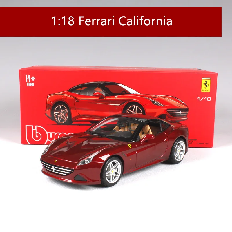 Синий Bburago 1:18 Ferrari California модель автомобиля 1 18 имитация сплава оригинальная Rafa модель спортивного автомобиля супер модель автомобиля для бега подарок - Цвет: Синий