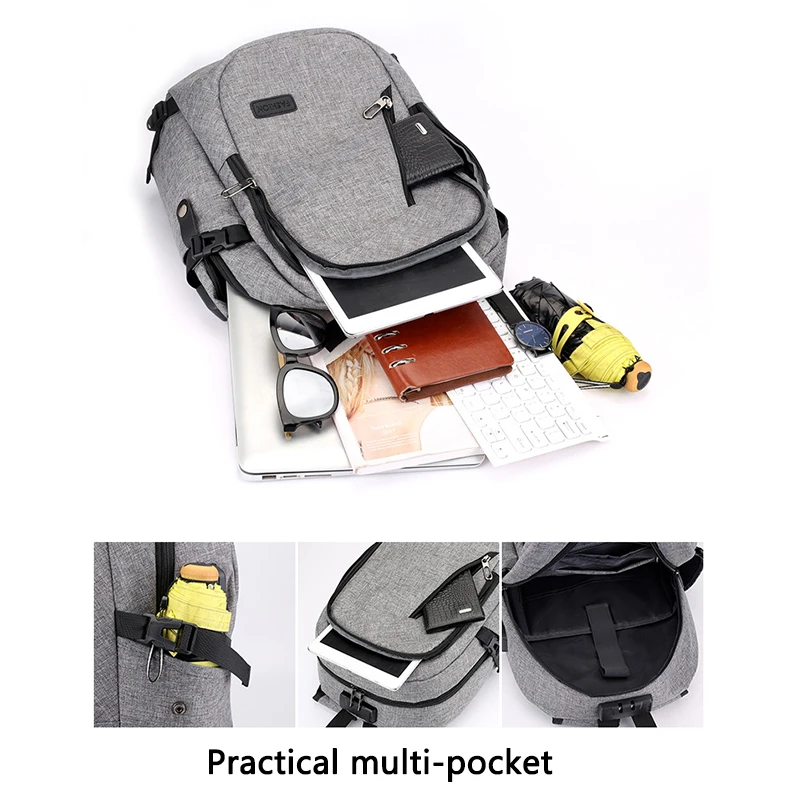 

School Bags for Teenage Boys 2021 Usb Charging Backpack Men Password Lock Anti Theft Schoolbag Black Oxford