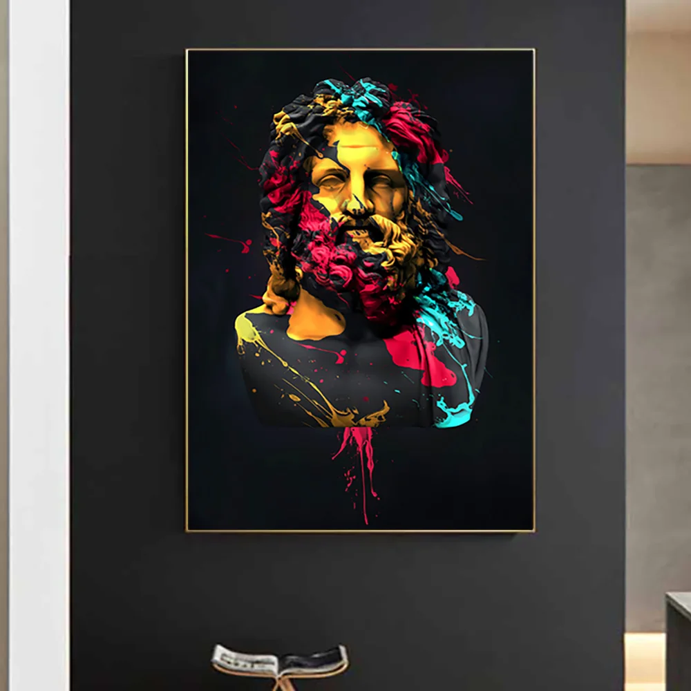 

Greek Mythology Zeus Sculpture Canvas Art Posters and Prints Portrait of Zeus Wall Paintings Print on Canvas Pictures Home Decor