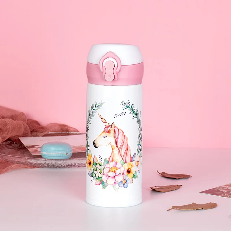 Thermos Cup 500 Ml Stainless Steel Thermal Bottle Cute Unicorn Insulated Hot Water For Children Bouncing Lid Portable | Дом и сад