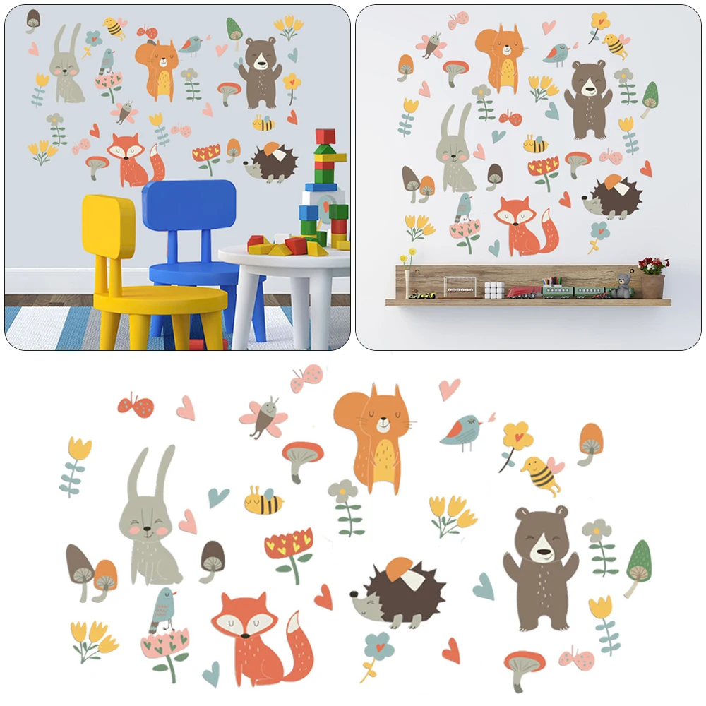 1 шт. вечерние наклейки на стену с изображением лесных животных Ins лисы кролика