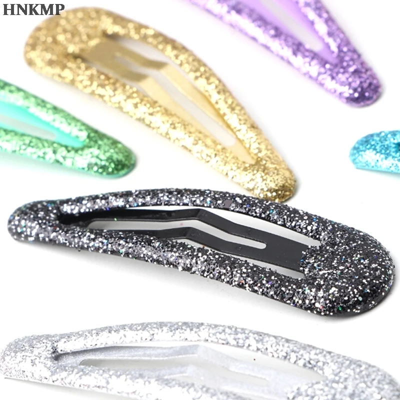 

10pcs/lot Glitter Hairpins Snap Hair Clip For Children Kids Hair Clip Pins For Baby Girls Hair Accessories Cute Metal Barrettes