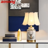 aosong ceramic table lamps brass desk light for home living room dining room bedroom office