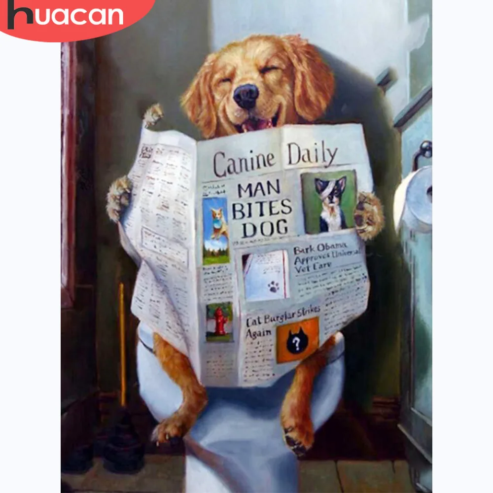 HUACAN Алмазная картина полностью квадратная собака мозаика 5D DIY вышивка животное