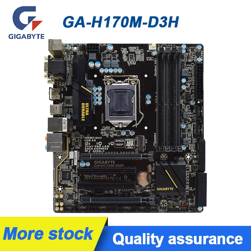 

For Gigabyte GA-H170M-D3H Motherboard LGA 1151 Intel H170 DDR4 64GB For I7 6700K cpus USB3.0 M.2 3.0 SATA3 Micro ATX Placa-mãe
