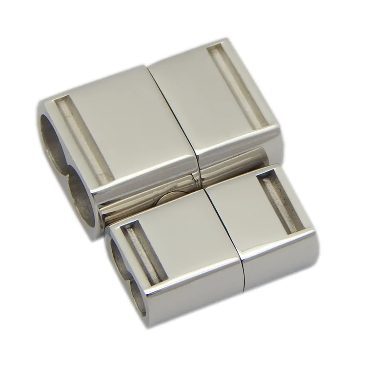 Гладкие магнитные застежки из нержавеющей стали 316L с двумя отверстиями 4 мм 6