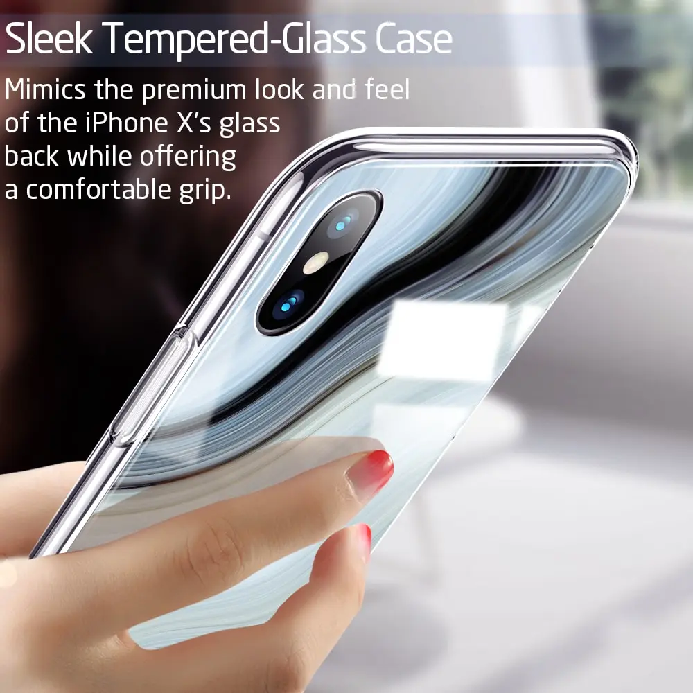 Чехол ESR из закаленного стекла с мраморным рисунком для задней панели IPhone X с полным покрытием, чехлы с закаленным стеклом для IPhone X