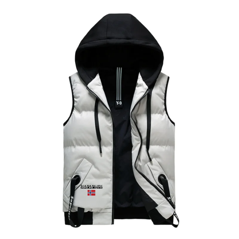 

The new trend of personality solid color cotton jacket vest hooded warm solid color jacket cotton jacket pullover shirt