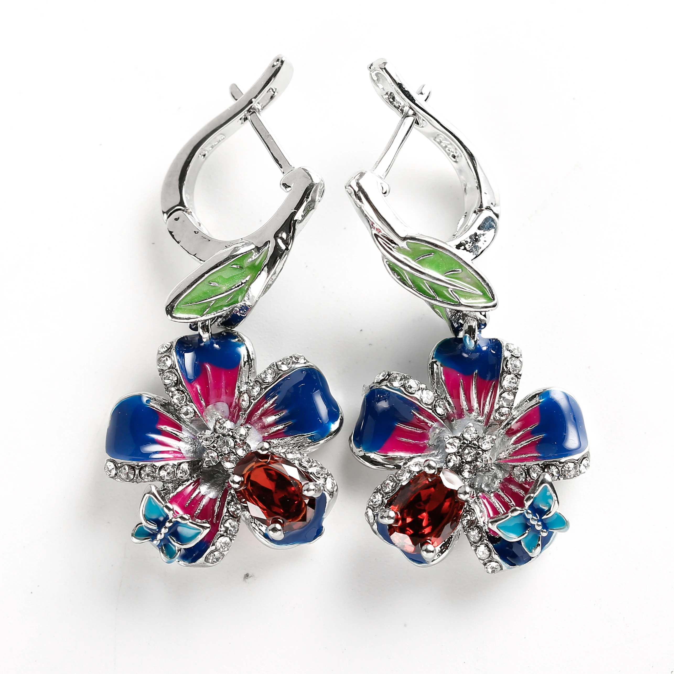 

Sweet Enamel Butterfly Zircon Women's Earring Europe and America Style Colorful Dangle Earring Jewelry 2021 Accessories BAOSHINA