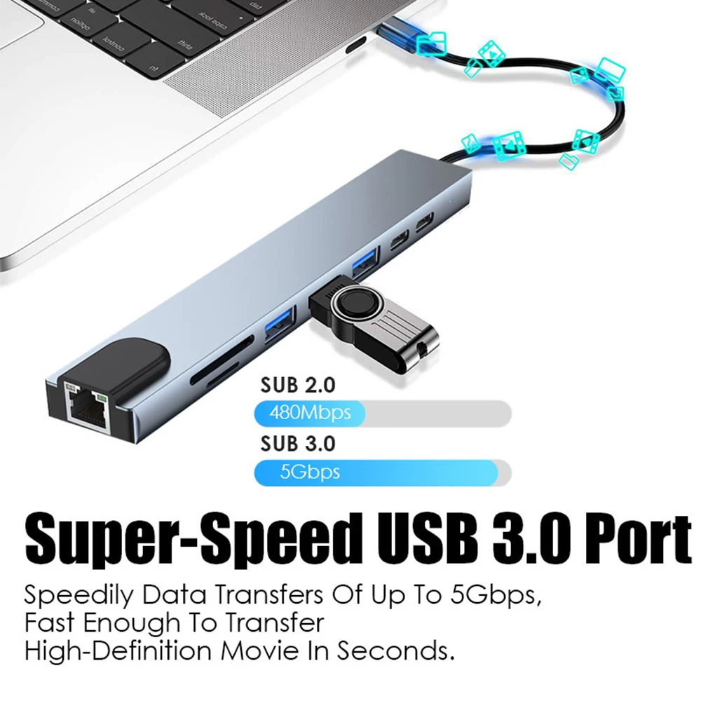 usb 3 0 type c адаптер 8 в 1 4k usb c хаб с концент