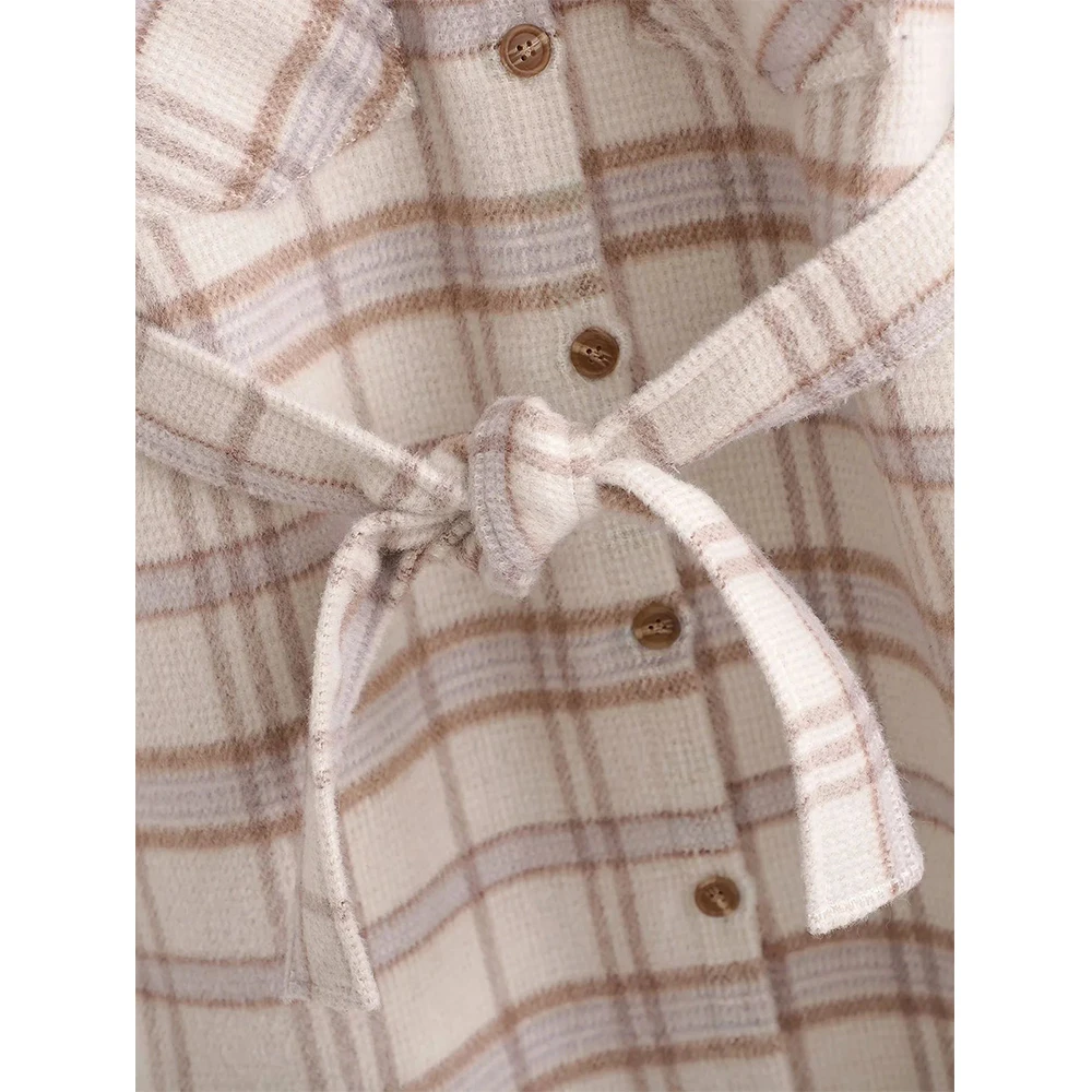 

New Fall Winter New Women Coat Checked Casual Fashion Elegant Women Long Jacket Belted windbreaker Outfits Tops