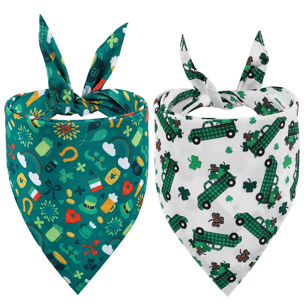 Бандана для собак на День Св. Патрика с ирландским клевером двусторонний платок в