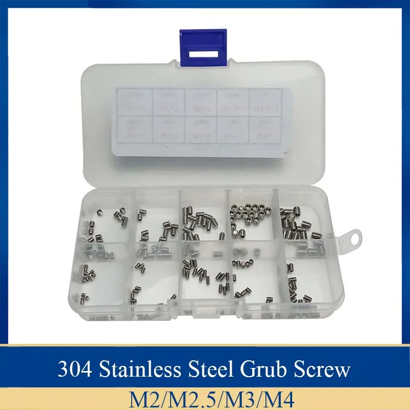 Винты с метрической резьбой из нержавеющей стали 200 шт./компл. 304 винты M2 M2.5 M3 M4